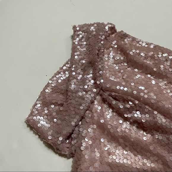 Eva Franco Asymmetric Off The Shoulder Sequin Nightclub Blouse Zipper Closure 4 - Picture 4 of 8